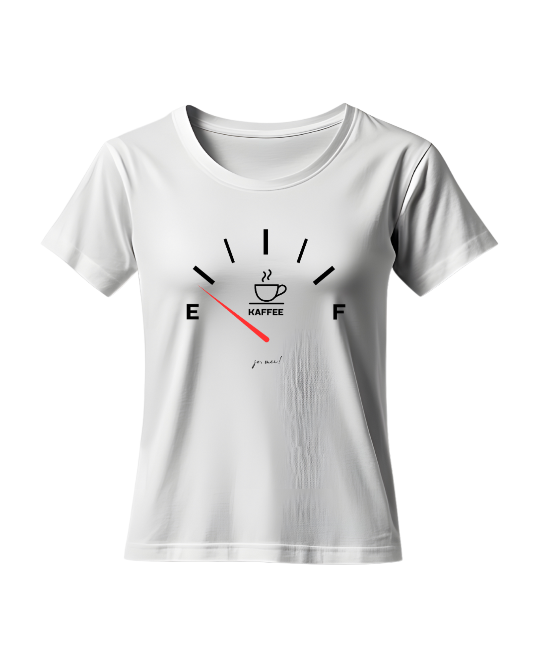 weißes feminines Leiberl mit leerem Kaffeetank-Design