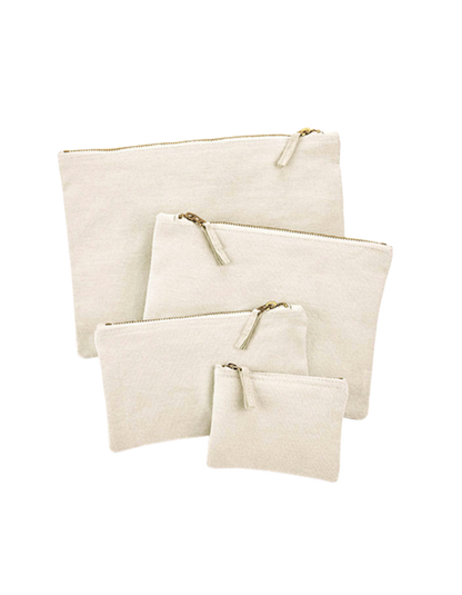 4 naturfarbene Täschchen schön aufgestellt zur Demonstration der Größenunterschiede