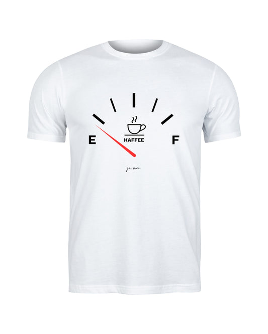 weißes maskulines Leiberl mit leerem Kaffeetank-Design